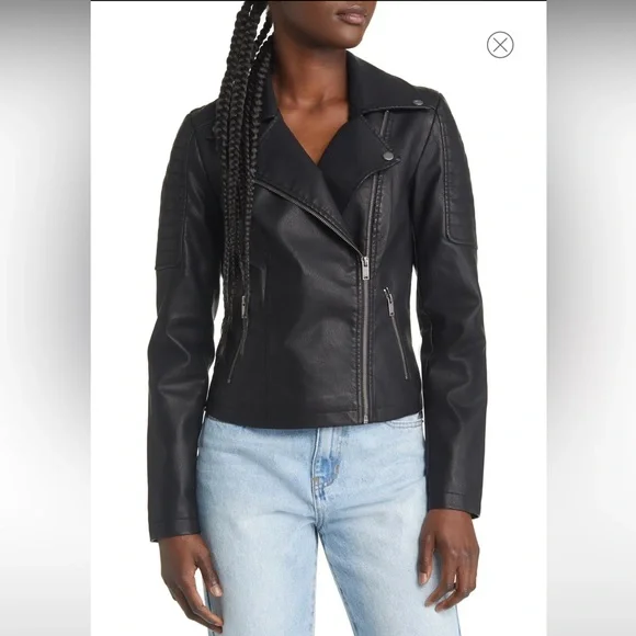 Noisy May Rebel Moto Faux Leather Jacket sz S - Picture 1 of 6